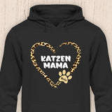 Katzen Mama Herz - Personalisierbarer Katzen Hoodie (Unisex)