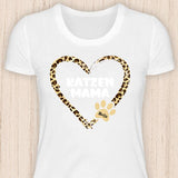 Katzen Mama Herz - Personalisierbares Katzen T-Shirt