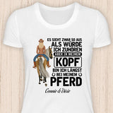 Gedanklich bei meinem Pferd - personalisierbares Pferde T-Shirt