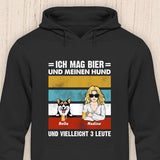 Ich mag Bier und meinen Hund (Frau) - Personalisierbarer Hunde Hoodie (Unisex)