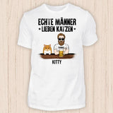 Echte Männer lieben Katzen - Personalisierbares Katzen T-Shirt