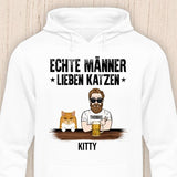 Echte Männer lieben Katzen - Personalisierbarer Katzen Hoodie (Unisex)
