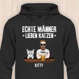Echte Männer lieben Katzen - Personalisierbarer Katzen Hoodie (Unisex)