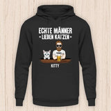 Echte Männer lieben Katzen - Personalisierbarer Katzen Hoodie (Unisex)