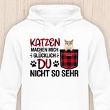 Katzen machen mich glücklich - Personalisierbarer Katzen Hoodie (Unisex)