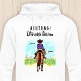Achtung Verrückte Reiterin - Personalisierbarer Pferde Hoodie (Unisex)