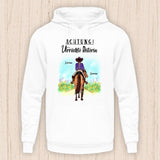 Achtung Verrückte Reiterin - Personalisierbarer Pferde Hoodie (Unisex)