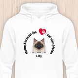 Meine Katze ist ein Herz auf vier Pfoten - Personalisierbarer Katzen Hoodie (Unisex)