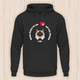 Meine Katze ist ein Herz auf vier Pfoten - Personalisierbarer Katzen Hoodie (Unisex)