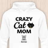 Crazy Cat Mom - Personalisierbarer Katzen Hoodie (Unisex)