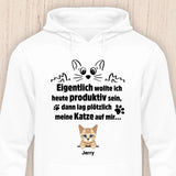 Wollte produktiv sein - Personalisierbarer Katzen Hoodie (Unisex)