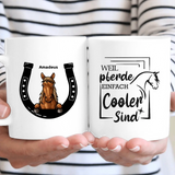 Pferd mit Hufeisen - Personalisierbare Pferde Tasse