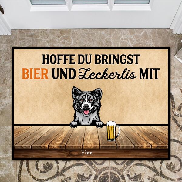 Bier und Leckerlis - Personalisierte Hunde Fußmatte – Tier mit Dir