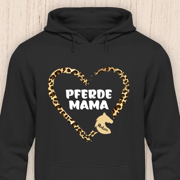 Pferde Mama Herz - Personalisierbarer Pferde Hoodie (Unisex)