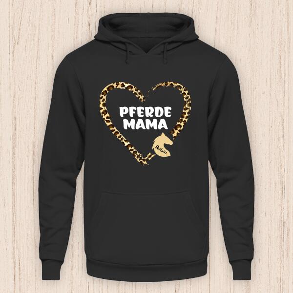 Pferde Mama Herz - Personalisierbarer Pferde Hoodie (Unisex)