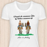 Freunde die zusammen reiten - Personalisierbares Pferde T-Shirt