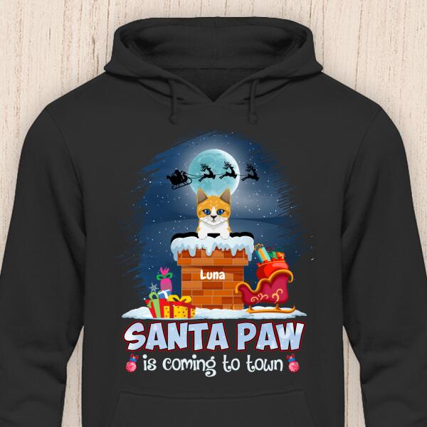 Santa Paw is coming to town - Personalisierbarer Katzen Hoodie (Unisex)