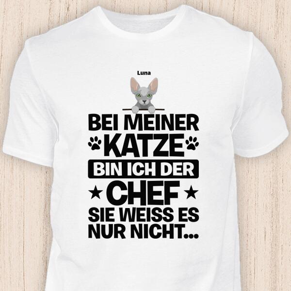 Der Chef - Personalisierbares Katzen T-Shirt