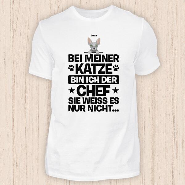 Der Chef - Personalisierbares Katzen T-Shirt