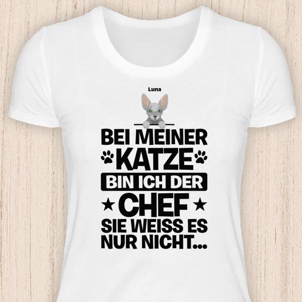 Der Chef - Personalisierbares Katzen T-Shirt