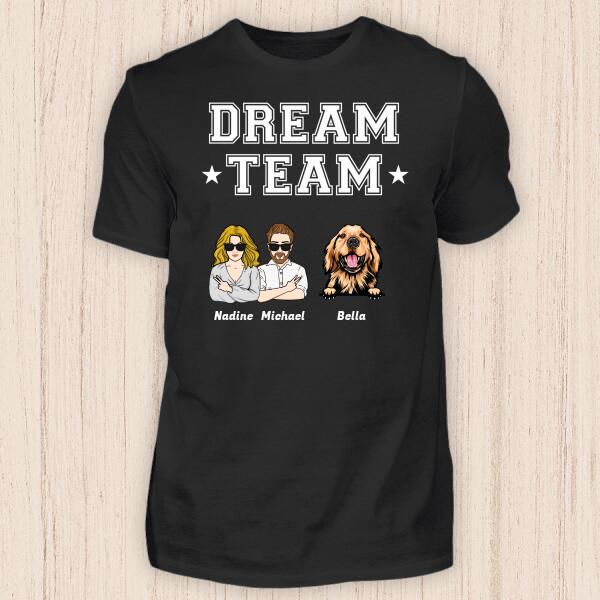 Dream Team mit Menschen und Tieren - Personalisierbares T-Shirt