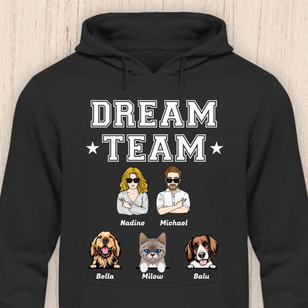 Dream Team mit Menschen und Tieren - Personalisierbarer Hoodie (Unisex)