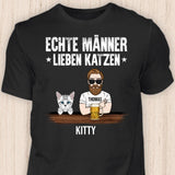 Echte Männer lieben Katzen - Personalisierbares Katzen T-Shirt