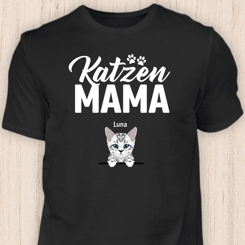 Katzen Mama - Personalisierbares Katzen T-Shirt