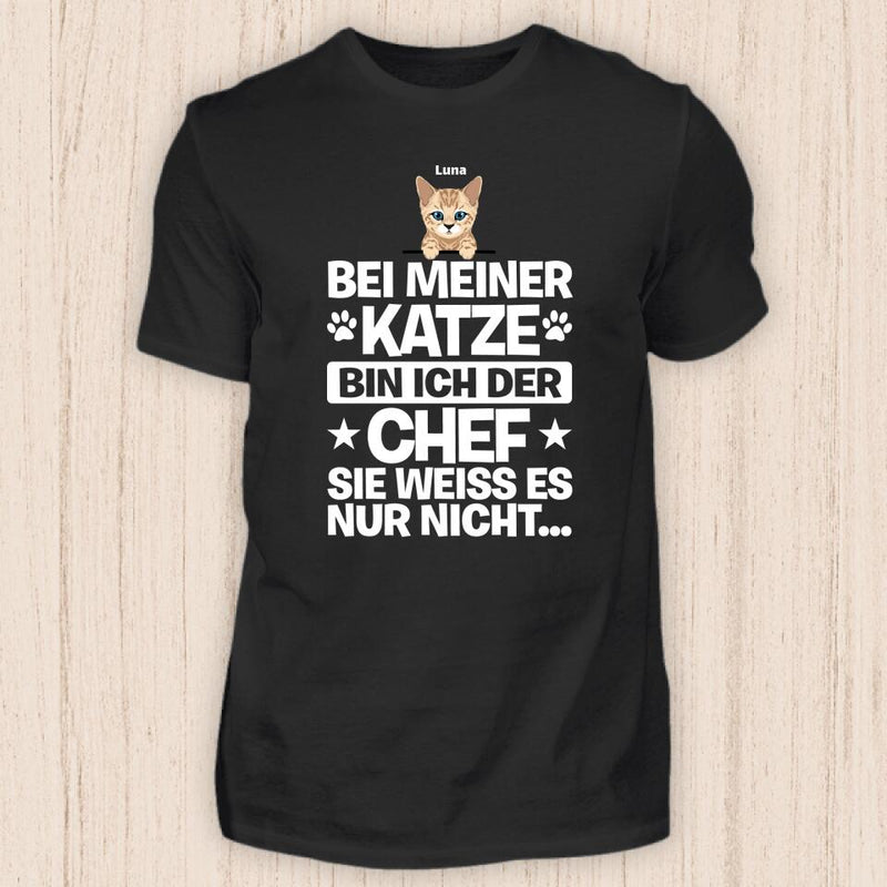 Der Chef - Personalisierbares Katzen T-Shirt