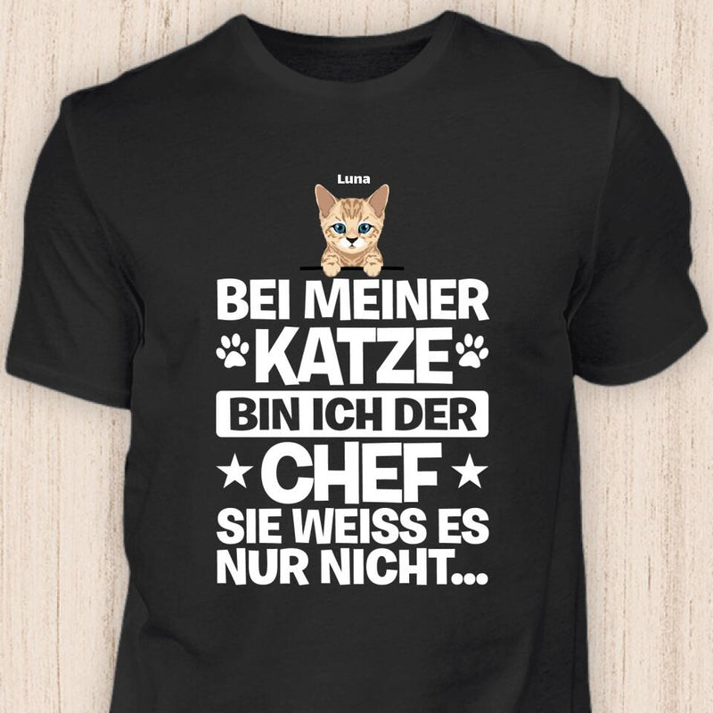 Der Chef - Personalisierbares Katzen T-Shirt