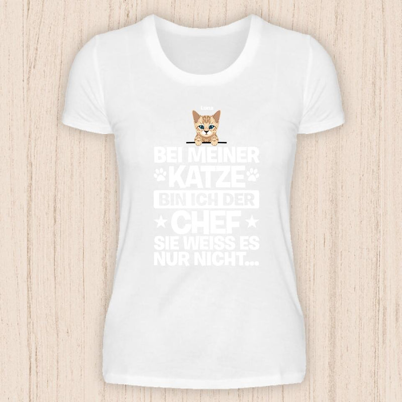Der Chef - Personalisierbares Katzen T-Shirt