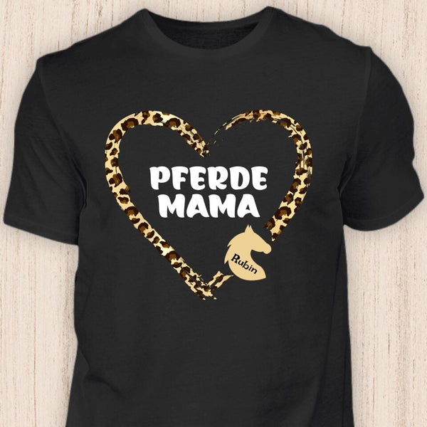 Pferde Mama Herz - Personalisierbares Pferde T-Shirt