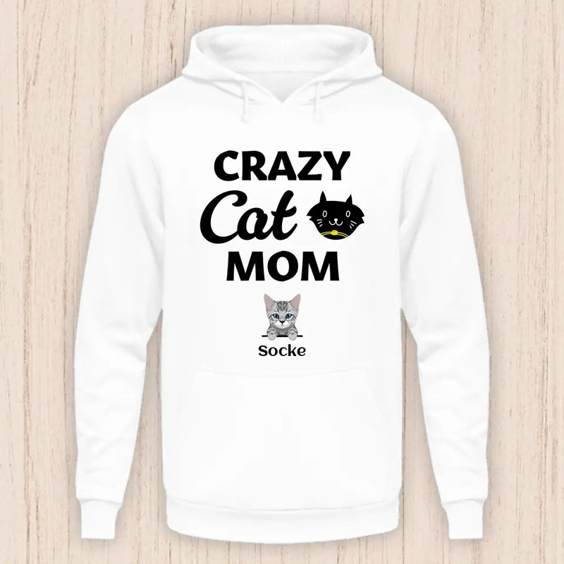 Crazy Cat Mom - Personalisierbarer Katzen Hoodie (Unisex)