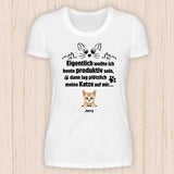 Wollte produktiv sein - Personalisierbares Katzen T-Shirt