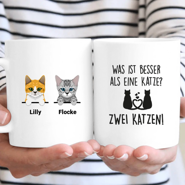 Besser zwei Katzen - Personalisierbare Tasse
