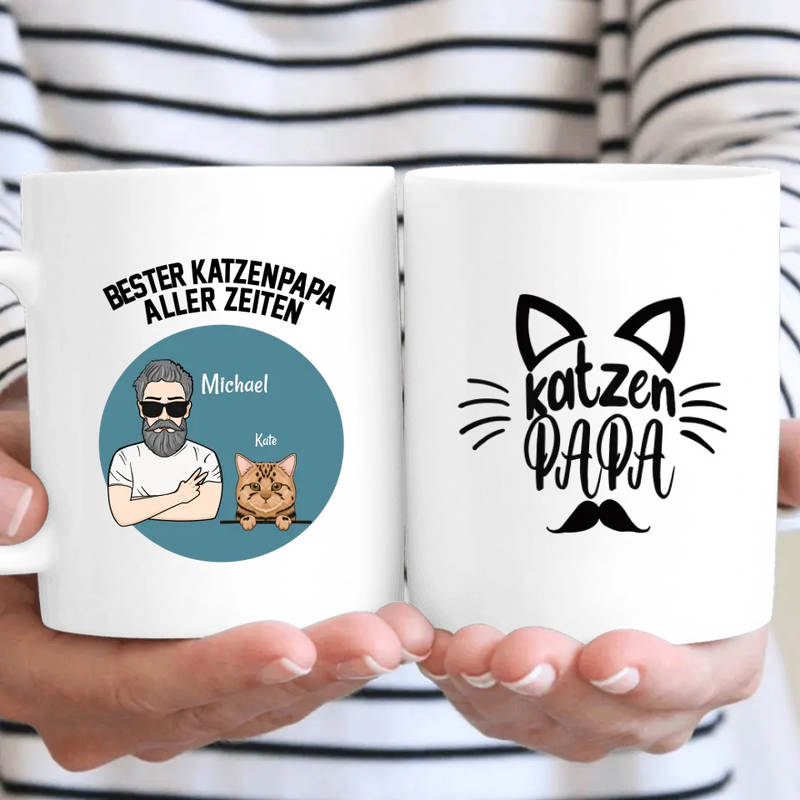 Bester Katzenpapa aller Zeiten - Personalisierbare Katzen Tasse