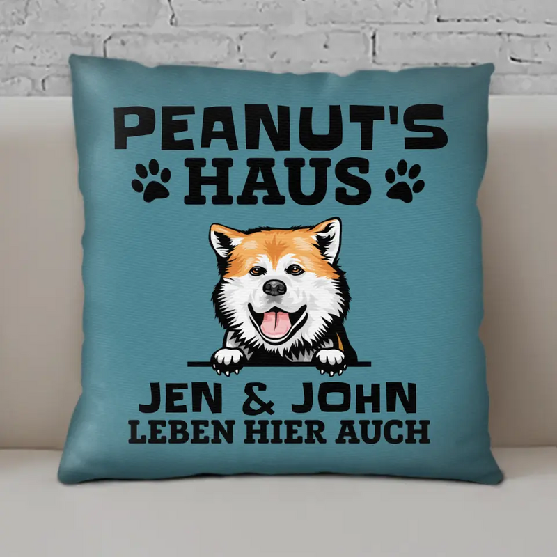 Unser Haus - Personalisierbares Hunde Kissen